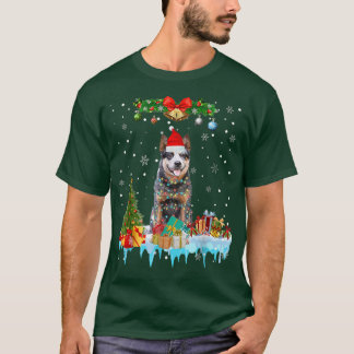 Funny Australian Cattle Dog Tree Christmas Lights  T-Shirt