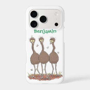 Funny Australian emu trio cartoon illustration