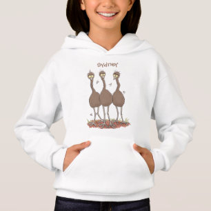 Funny Australian emu trio cartoon illustration