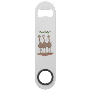 Funny Australian emu trio cartoon illustration