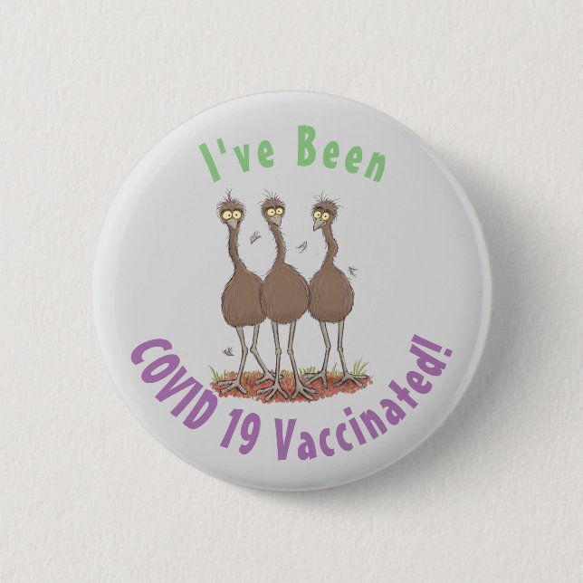 Funny Australian emu trio cartoon illustration 6 Cm Round Badge (Front)