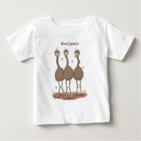 Funny Australian emu trio cartoon illustration