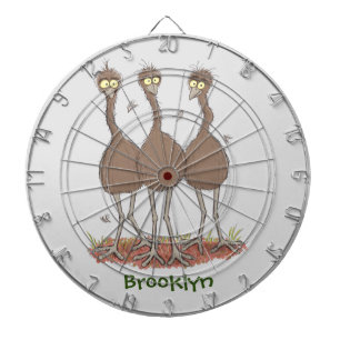 Funny Australian emu trio cartoon illustration Dartboard