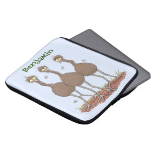 Funny Australian emu trio cartoon illustration Laptop Sleeve