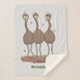 Funny Australian emu trio cartoon illustration Sherpa Blanket