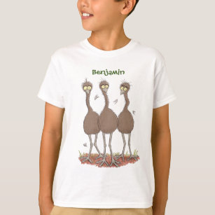 Funny Australian emu trio cartoon illustration T-Shirt