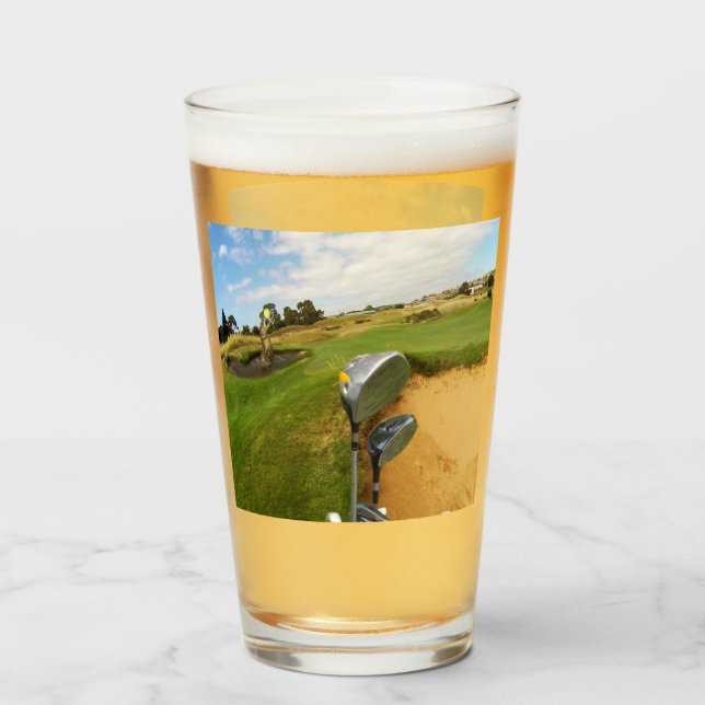 Funny Australian Golf Design, Beer Glass (Front Filled)