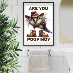 Funny Australian Kookaburra Neutral  Earthy Toilet Poster