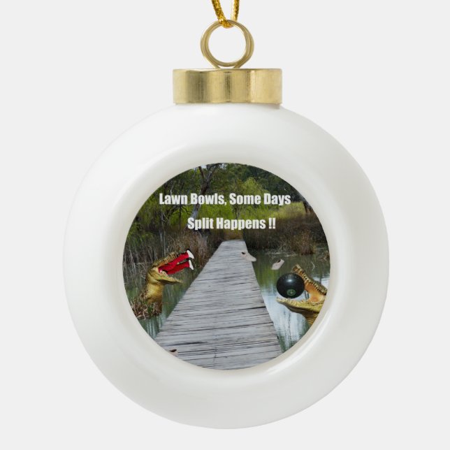 Funny Australian Lawn Bowls Design, Christmas Ball Ceramic Ball Christmas Ornament (Front)