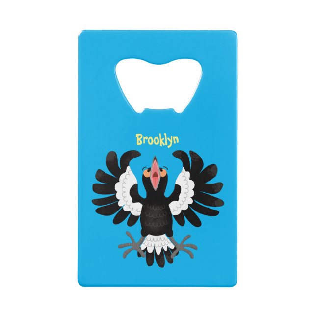 Funny Australian magpie cartoon illustration (Front)