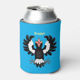 Funny Australian magpie cartoon illustration Can Cooler