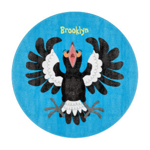 Funny Australian magpie cartoon illustration Cutting Board