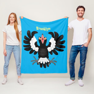 Funny Australian magpie cartoon illustration Fleece Blanket