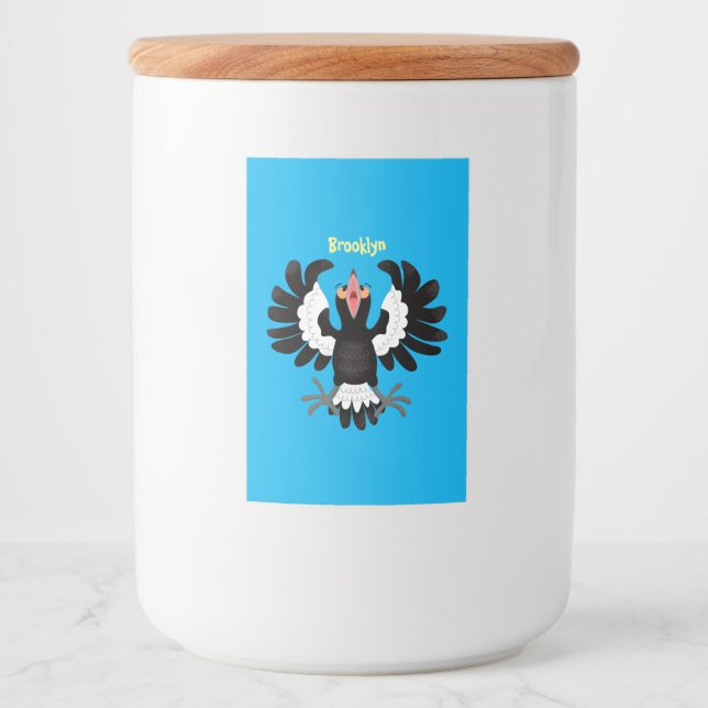 Funny Australian magpie cartoon illustration Food Label (Front)