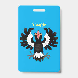 Funny Australian magpie cartoon illustration ID Badge