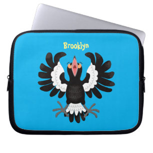 Funny Australian magpie cartoon illustration Laptop Sleeve