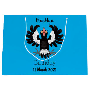 Funny Australian magpie cartoon illustration  Large Gift Bag