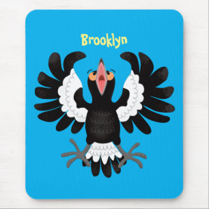 Funny Australian magpie cartoon illustration Mouse Pad