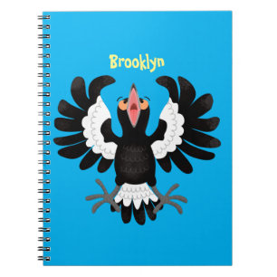 Funny Australian magpie cartoon illustration Notebook