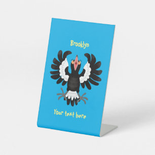 Funny Australian magpie cartoon illustration  Pedestal Sign