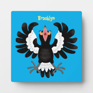 Funny Australian magpie cartoon illustration  Plaque