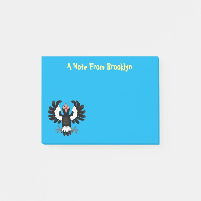 Funny Australian magpie cartoon illustration Post-it Notes (Front)