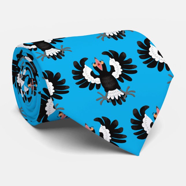 Funny Australian magpie cartoon illustration  Tie (Rolled)