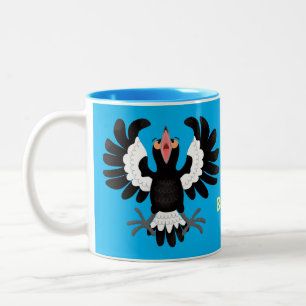 Funny Australian magpie cartoon illustration Two-Tone Coffee Mug