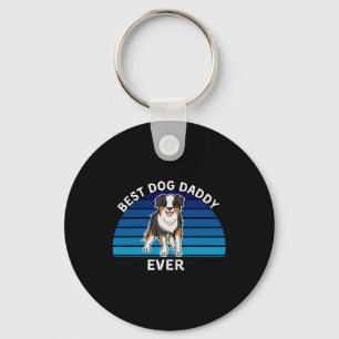 Funny Australian shepherd dog best dog dad ever Key Ring