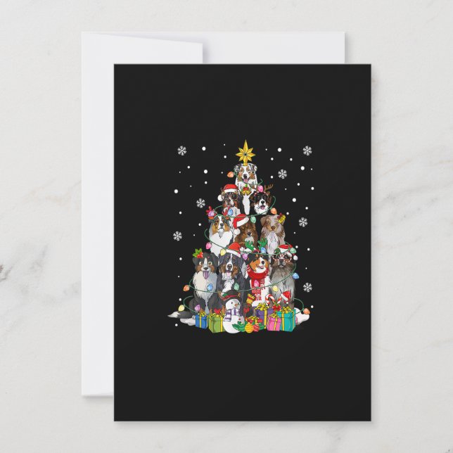 Funny Australian Shepherd Dog Christmas Tree Xmas  Invitation (Front)