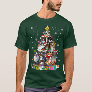 Funny Australian Shepherd Dog Christmas Tree Xmas T-Shirt