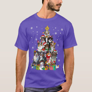 Funny Australian Shepherd Dog Christmas Tree Xmas T-Shirt