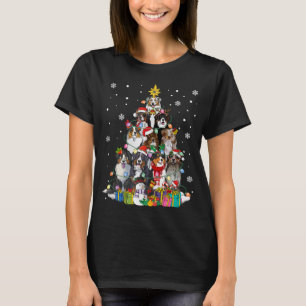 Funny Australian Shepherd Dog Christmas Tree Xmas T-Shirt