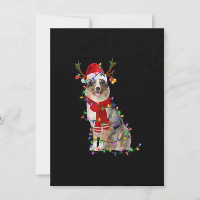 Funny Australian Shepherd Dog Tree Christmas Light Invitation (Front)