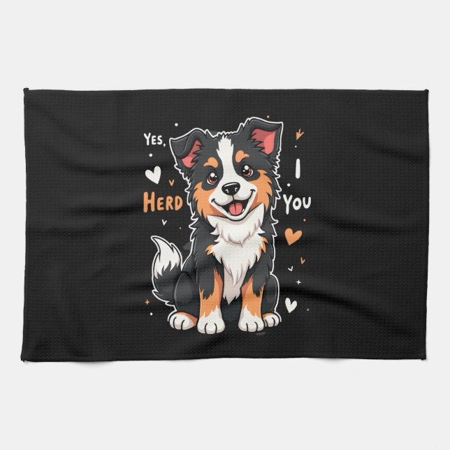 Funny Australian Shepherd Mum Gifts Aussie Yes I H Tea Towel (Horizontal)