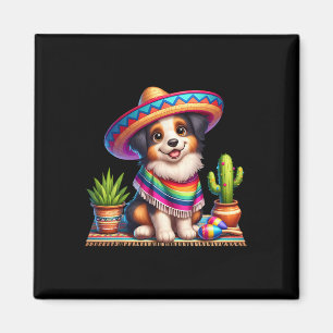Funny Australian Shepherd Saying Hi Cinco De Mayo Magnet