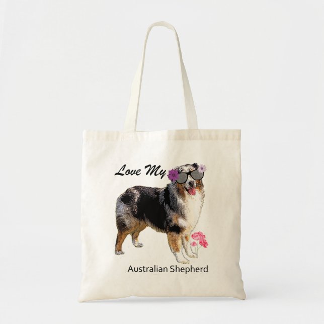 Funny Australian Shepherd Tote Bag (Front)