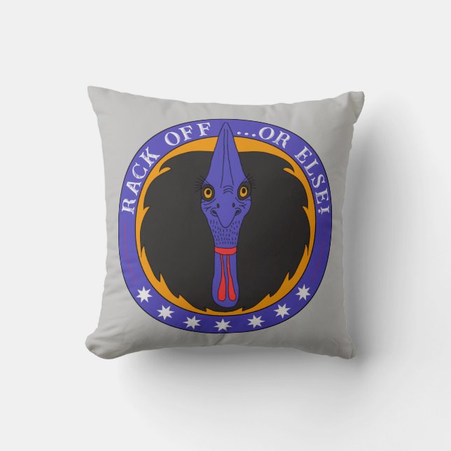 Funny Australian Slang Cassowary Bird Quote Cushion (Front)