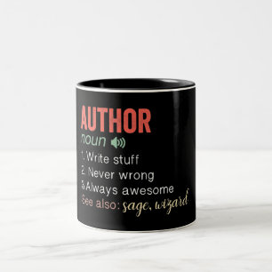 Funny Author Definition  Two-Tone Coffee Mug