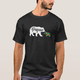 Funny Autism Awarenes Papaw Bear Family Autistic T-Shirt
