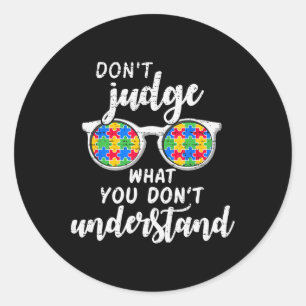 Funny Autism Awareness  Classic Round Sticker