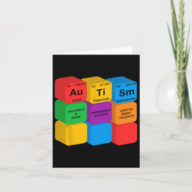 Funny Autism Awareness Elements Periodic Table Che Card (Front)