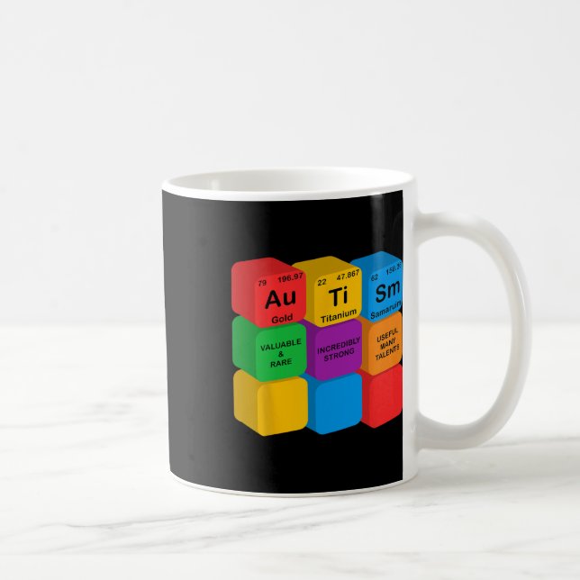 Funny Autism Awareness Elements Periodic Table Che Coffee Mug (Right)