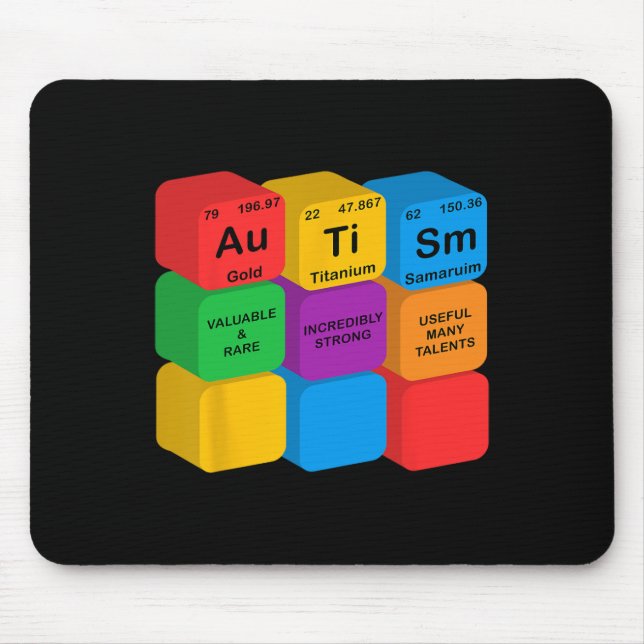 Funny Autism Awareness Elements Periodic Table Che Mouse Pad (Front)