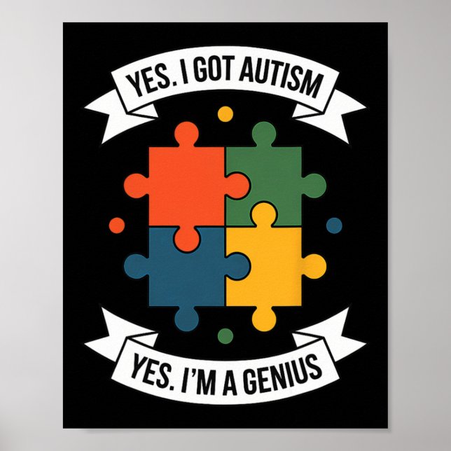Funny Autism Awareness Kids Autistic Puzzle Autism Poster (Front)