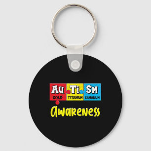 Funny Autism Awareness Puzzle Chemical Periodic Ta Key Ring