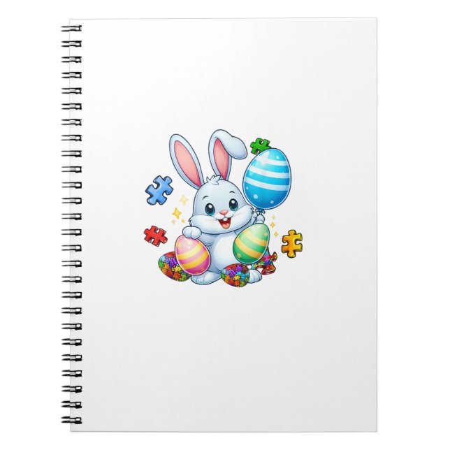 Funny Autism Awareness Puzzle Easter Bunny Eggs Ki Notebook (Front)