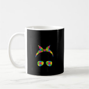 Funny Autism Mum Messy Bun Shirt For Women. This C Coffee Mug
