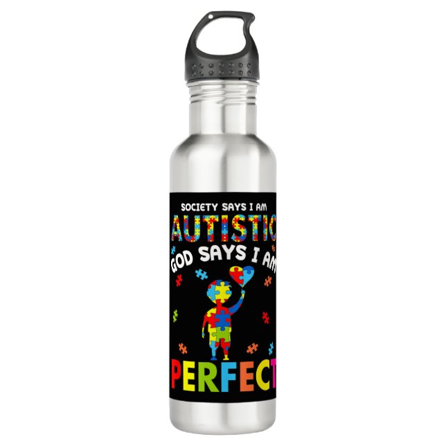 Funny Autism quotes "Society Says I'm Autistic, Go 710 Ml Water Bottle (Front)