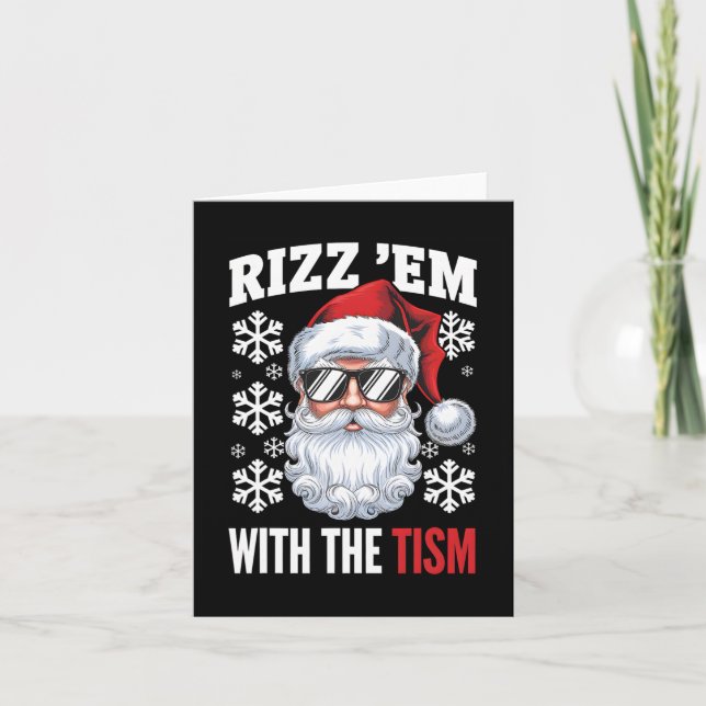Funny Autism Rizz Em With The Tism Santa Christmas Card (Front)